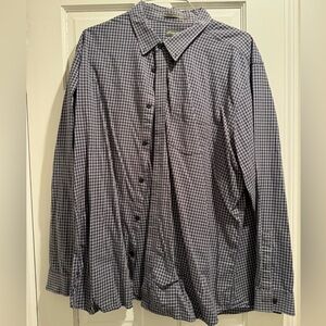 Eddie Bauer Navy Checkered Button Down Shirt